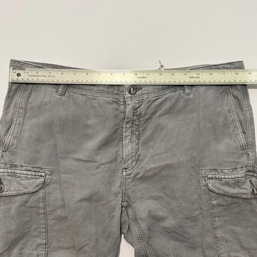 Faherty Linen Cotton Blend Light Gray Cargo Shorts Men's Size 38 Waist 9